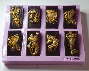 Mythical Silicone Mould for wax melts to fit in home bargain boxes, medusa, dragon, fairy, phoenix, unicorn, poseidon, resin, soap, choc etc