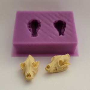 Emlems Wolf Skull duo Silicone Mould pendant earrings for Resin, cake toppers, fondant, chocolate, soap, clay, wax and so much more