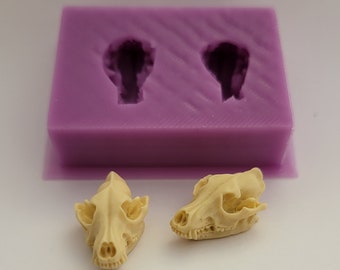 Emlems Wolf Skull duo Silicone Mould pendant earrings for Resin, cake toppers, fondant, chocolate, soap, clay, wax and so much more