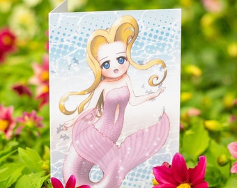 Cute Mermaid, Original Anime Manga Birthday Fantasy Greetings Card