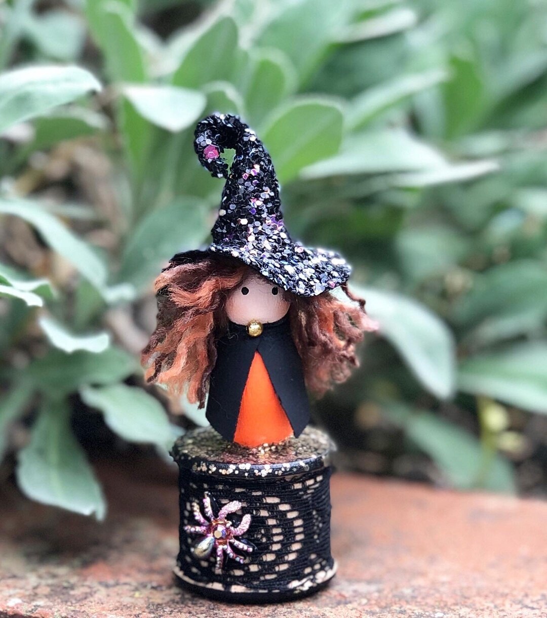 Miniature Kitchen Witch, Orange Witch Decoration, Kitchen Witch, Witch ...