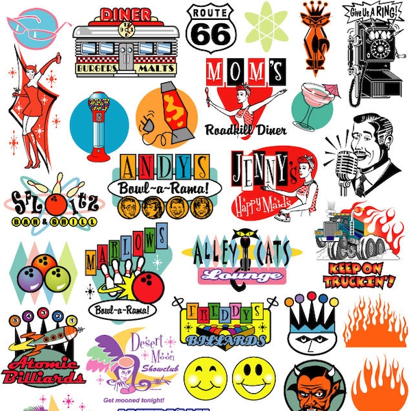 Retro Clipart Retro Clip Art - Commercial and Personal Use Royalty Free