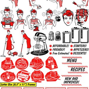 Vintage Clipart Clipart Restaurant Diner Küche Kochen Backen - Kommerzieller und persönlicher Gebrauch Lizenzfrei