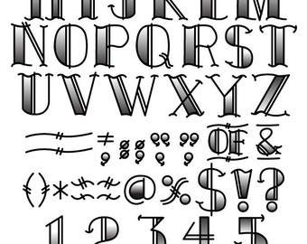 Tattoo Clip Art Clipart Fonts Vector Lettering Clip Art Set - Personal or Commercial Use Royalty Free
