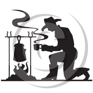 Cowboy Silhouette macht Kaffee - persönliche oder kommerzielle Nutzung Lizenzfrei