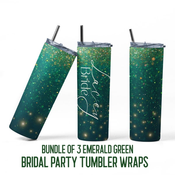 Wedding PNG Bundle for sublimation, digital download, PNG for sublimation, emerald bridal PNG, Bridesmaid wrap for skinny tumbler, wedding
