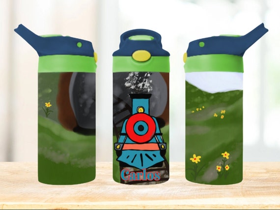 Train Water Bottle, Digital PNG, Train Design Kids Cup, Sublimation Wrap,  Kids Train Flip Top Cup, Train Water Bottle, Kids Sippy Cup 