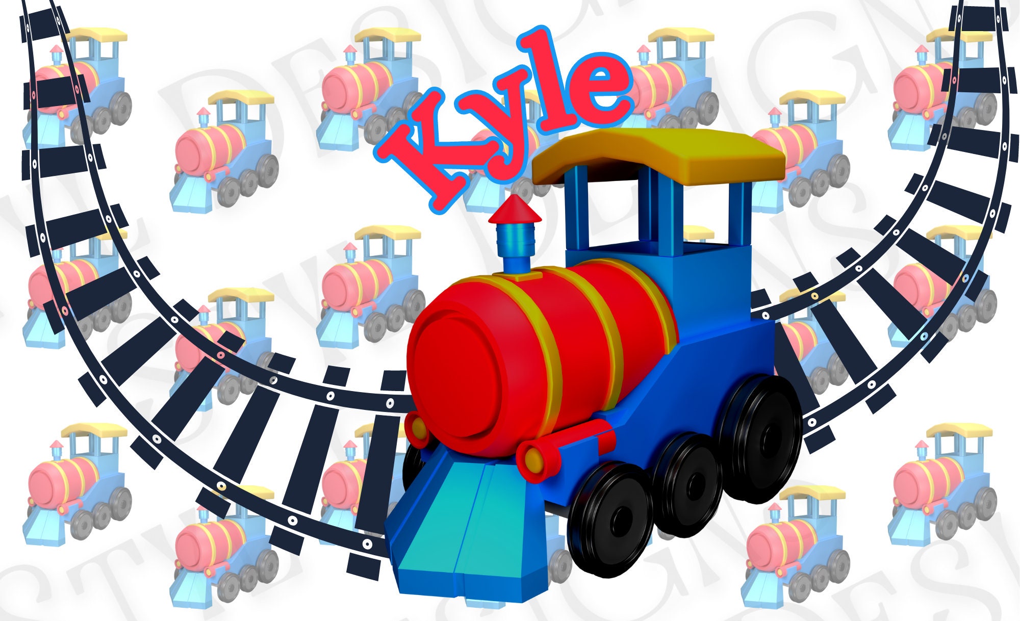 Train Water Bottle, Digital PNG, Train Design Kids Cup, Sublimation