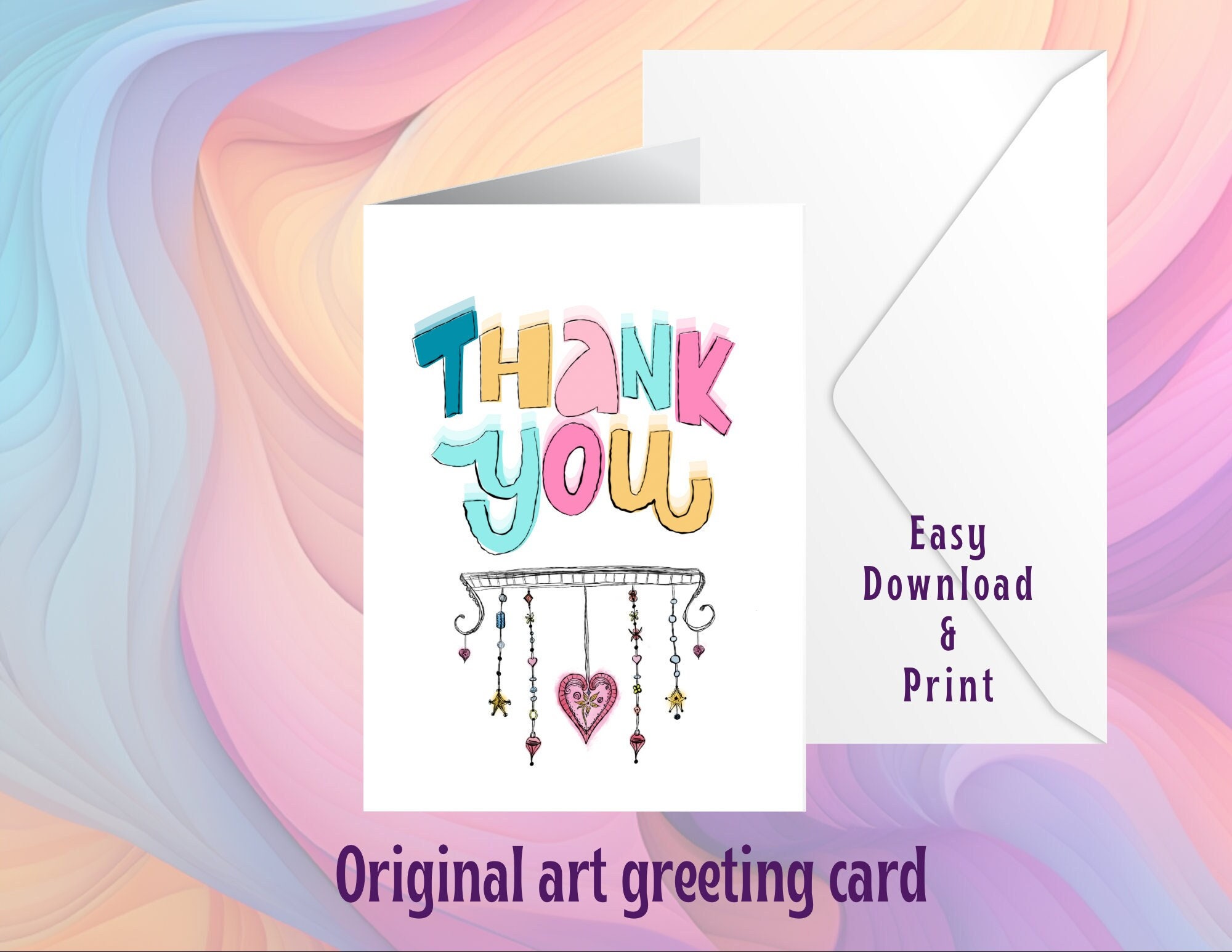 Thank You Card , Greeting Card, Digital Card, Card for Friend, Art Card ...