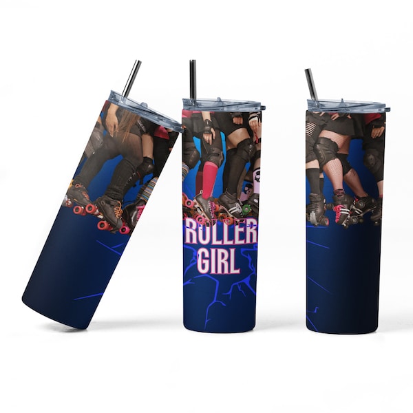 Roller Derby design for sublimation, skinny tumbler digital download, PNG for sublimation, Roller Derby PNG, sublimation skate design