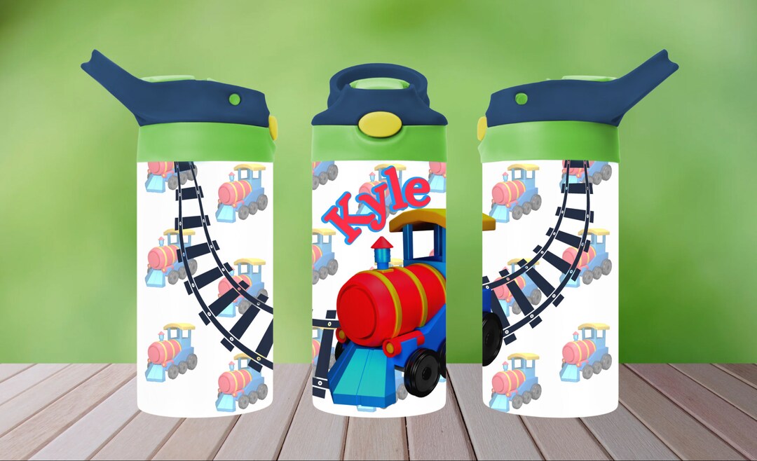 Train Water Bottle, Digital PNG, Train Design Kids Cup, Sublimation