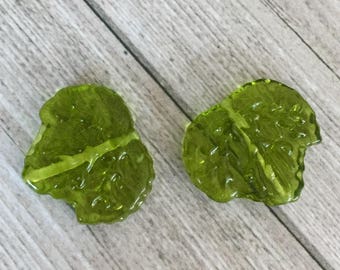 Handmade Lampwork Leaf Glass Beads - Jewelry Making (20x22 mm)