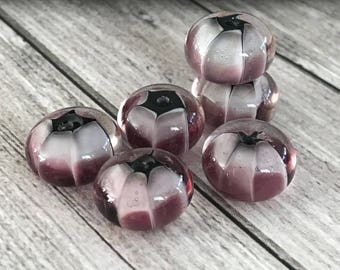 2+ piezas de cuentas de cristal de murano hechas a mano lila púrpura, murano hecho a mano, suministros de joyería