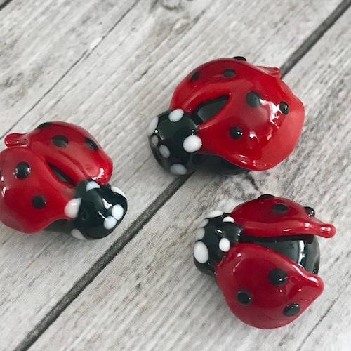 Red Glass Lampwork Ladybug Handmade Glass Bead 1 Pcs Ladybug Etsy