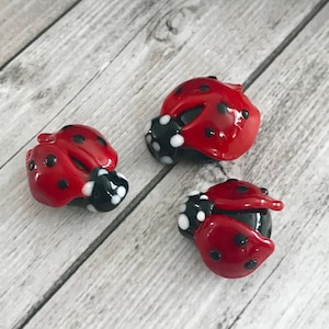 Red Glass Lampwork  ladybug handmade  glass bead 1 pcs Ladybug, Lampwork Ladybug, Ladybug Lampwork, Glass Ladybug