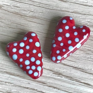 1 pcs + Red  glass  heart beads  Handmade lampwork glass bead  Murano glass beads for jewelry  Supplies artisan heart love beads
