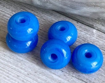 10  periwinkle  or red  rondelles spacer beads -  10  mm - Handmade Lampwork Glass Beads - Donut Beads -  Organic Rondelles beads