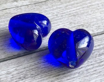 4+ Blue, Red or pink mini glass heart beads  Handmade lampwork bead  Murano glass beads for jewelry  Supplies artisan heart love beads