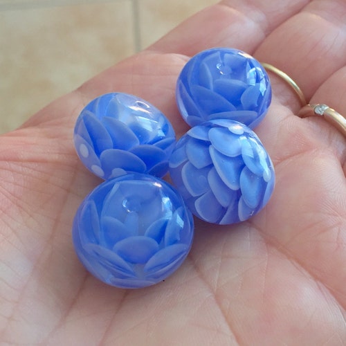 Lilac Bead Handwork Flower Purple Glass Flower Bead Etsy