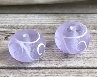 2+ Purple  white matte  beads  handmade lampwork set glass bead Mat glass beads beads with lace