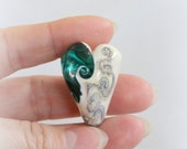 Grün-Elfenbein hohle Herz handgefertigte Perlen große Glasperle für Anhänger