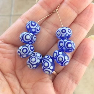 2 + peças de contas de tapete azul contas de vidro de lampwork feitas à mão