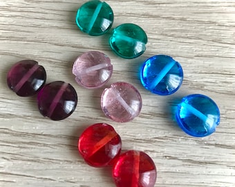 ハンドメイドランプワークガラスレンズ豆ビーズ 2個以上 – 13 x 7 mm オーガニックロンデル