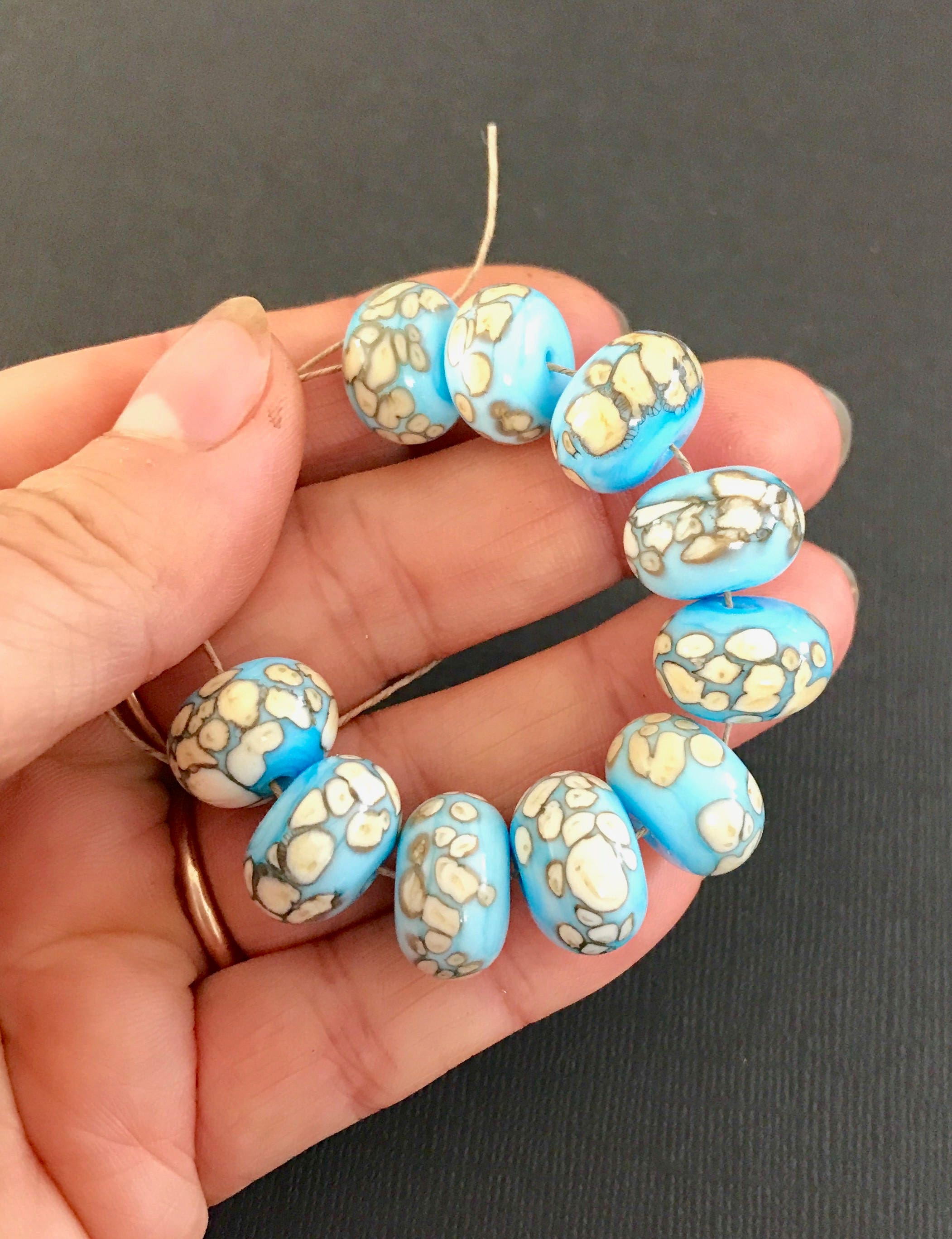 Blue Ivory Lampwork Glass Beads – Handmade Artisan Focal Beads - Etsy