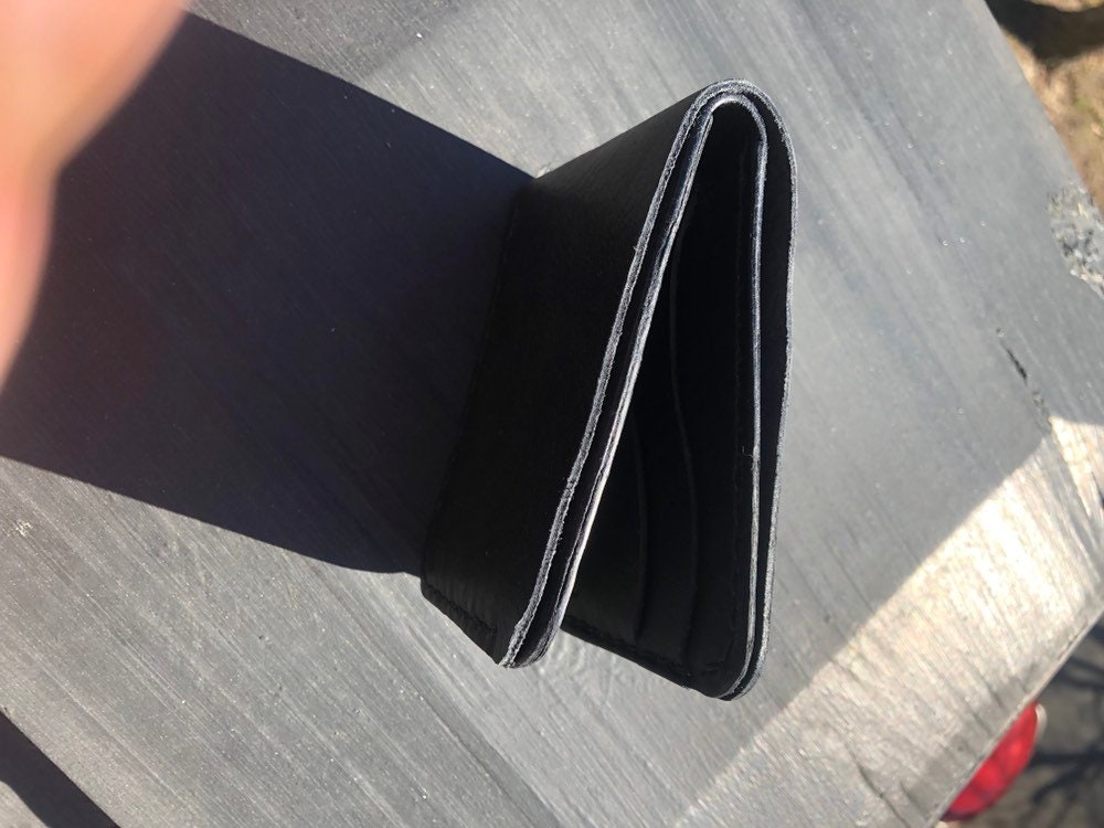 Leather Billfold Wallet | Hand-stitched Black Leather Wallet for Men