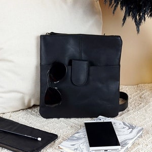 LECONI petit sac à bandoulière sac femme homme femme sac à bandoulière en cuir véritable sac homme vintage sac en cuir noir LE3060-wax