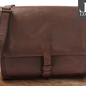 LECONI porte-documents femmes hommes grand sac d'affaires en cuir véritable sac d'université naturel femmes hommes cuir marron LE3014-wax