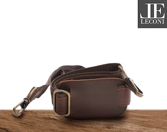 LECONI shoulder strap leather nylon shoulder strap brown 150 cm LEC-R2