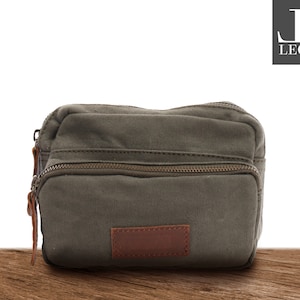 LECONI Gürteltasche Herrentasche Damentasche Männer Frauen Urlaub Freizeit Baumwolle Bauchtasche Hüfttasche Leder Canvas grün LE3037-C