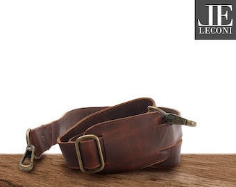 LECONI carrying strap leather shoulder strap carrying strap 150 cm brown LEC-R3