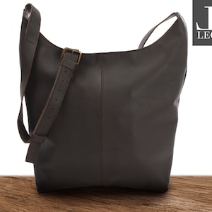 LECONI große Umhängetasche Schultertasche Damen Beuteltasche Frauen Shopper Ledertasche Freizeit Damentasche Leder dunkelbraun LE0055-wax
