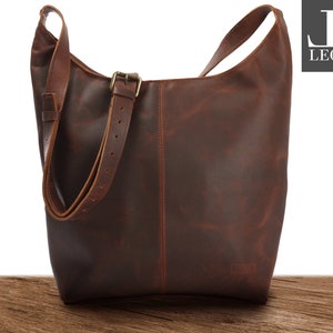 LECONI large shoulder bag shoulder bag women's bag bag women's bag leather brown LE0055-wax