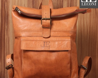 etsy leather backpack purse