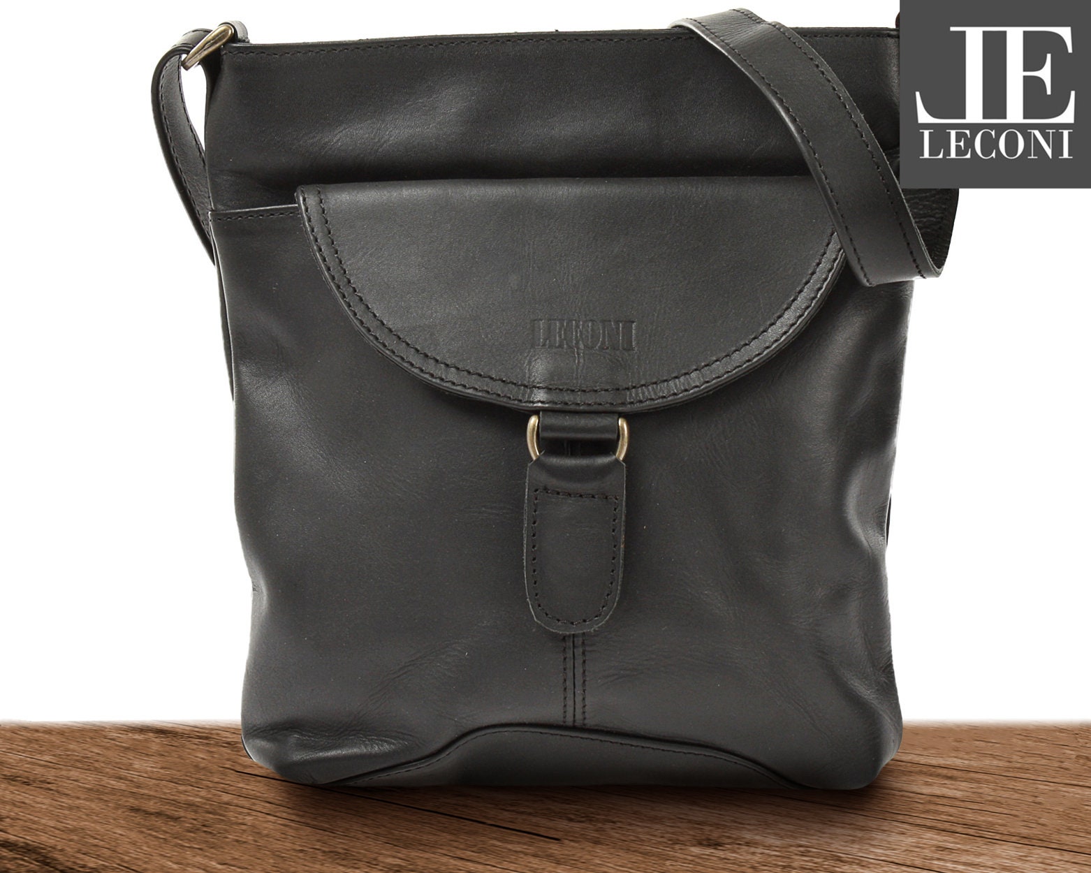 LECONI Shoulder Bag Shoulder Bag Women Men Used Look Leather Black