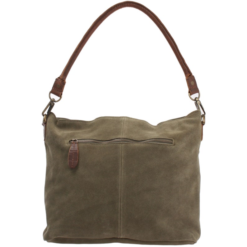 LECONI Schultertasche Umhängetasche weich modern Damentasche Henkeltasche Frauen Wildleder Ledertasche Veloursleder grün LE0039-VL Bild 3