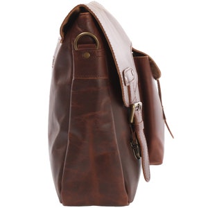 LECONI messenger bag college bag DIN A4 courier bag leather bag women's men's bag shoulder bag school bag leather brown LE3032-wax image 2