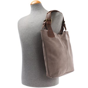 LECONI practical handle bag shopper light pouch bag for women leather bag women's bag soft suede suede gray LE0033-VL image 8