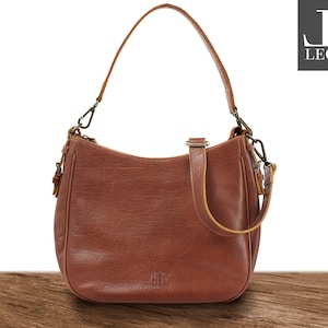 LECONI shoulder bag handle bag women's bag handle bag shoulder bag leather bag handbag women leather brown LE0063-buf