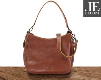 LECONI shoulder bag handle bag women's bag handle bag shoulder bag leather bag handbag women leather brown LE0063-buf