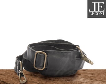 LECONI carrying strap leather shoulder strap carrying strap 150 cm gray LEC-R3