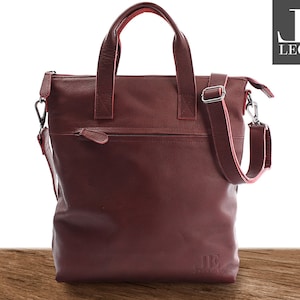 LECONI Umhängetasche für Frauen Damen hochwertige Henkeltasche aus Echtleder Damentasche Ledertasche Damen Leder bordeaux LE0068