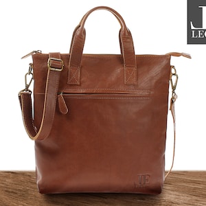 LECONI Umhängetasche für Frauen Henkeltasche Damentasche Ledertasche Damen Leder braun LE0068