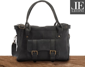 LECONI shoulder bag handle bag women's bag handbag leather gray LE0050-wax