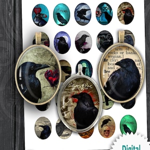 Printable Raven 13x18mm 18x25mm 30x40mm 22x30mm Nevermore Halloween ...
