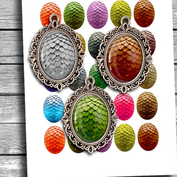 Dragon Eggs Oval Images 30x40mm 22x30mm for Jewelry Making - Digital Collage Sheet - Instant Download