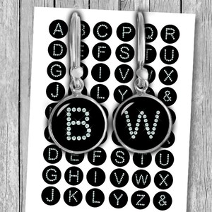 Diamant Alphabet Buchstaben 10mm 1 zoll 25mm 14mm 12mm druckbare Kreis Bilder Digital Collage Sheet - Sofortiger Download